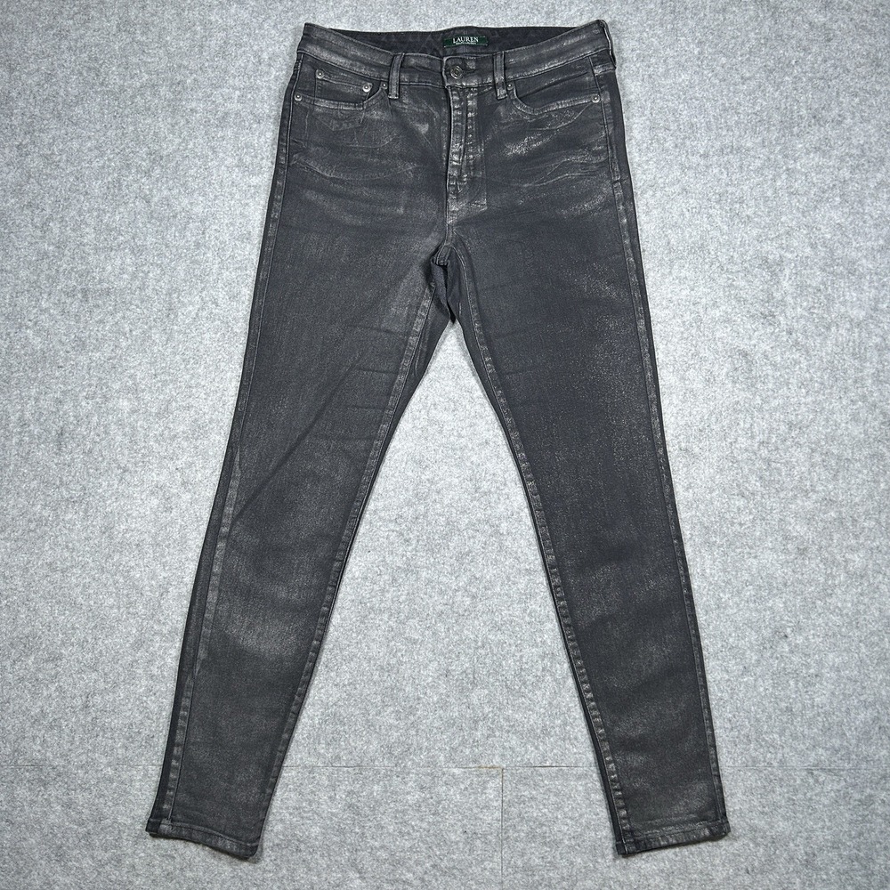 Lauren Ralph Lauren Jeans Womens Size 6 30x29 Black Classic Skinny Waxed